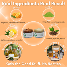 Load image into Gallery viewer, 10% Orange + Lemon Lip Scrub &amp; 10% Matcha + Green Tea Lip Mask Balm | Exfoliates &amp; Helps Reduce Dark Lips for a Brighter, Even Tone | 20gm(Pack of 2)