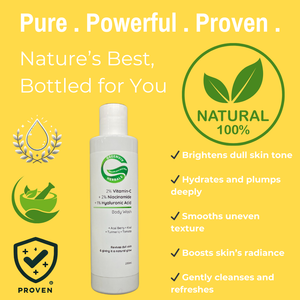 2% Vitamin C + 2% Niacinamide + 1% Hyaluronic Acid Radiance Glow & Hydrating Body Wash | Brightens, Hydrates & Revitalizes Skin