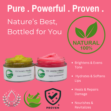 Load image into Gallery viewer, 10% Turmeric + Rice Bran Lip Scrub &amp; 10% Licorice + Hibiscus Lip Mask Balm | Gently Exfoliates &amp; Helps Reduce Lip Pigmentation for Even-Toned Lips | 20gm(Pack of 2)