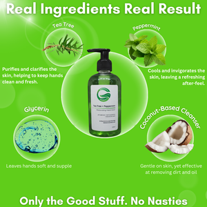 Natural Handwash Liquid Tea Tree & Peppermint, 270ML, Anti Bacterial Moisturizing Hand Wash