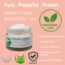 Load image into Gallery viewer, 2% Niacinamide and 1% Salicylic Acid Anti-Acne Cream | Reduces Acne &amp; Blemishes effectively | 50 ml