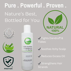 1% Zinc Pyrithione + 1% Salicylic Acid + 2% Tea Tree Anti-Dandruff Shampoo | Removes Dandruff & Soothes Itchy Scalp| For Flake-Free & Healthy Hair