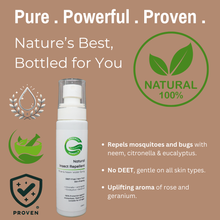 Load image into Gallery viewer, Natural Insect Repellent Spray, Rose and Neem Water | 100% Protection from Mosquitoes, Fleas and Ants | with Citronella, Lemongrass, Eucalyptus &amp; Geranium | For Children &amp; Adults | 100ml