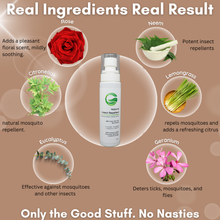 Load image into Gallery viewer, Natural Insect Repellent Spray, Rose and Neem Water | 100% Protection from Mosquitoes, Fleas and Ants | with Citronella, Lemongrass, Eucalyptus &amp; Geranium | For Children &amp; Adults | 100ml