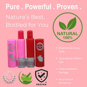 Tinted 100% Natural Lip Balm | | Pink Rose & Red Strawberry | with Vitamin-E, Shea Butter, Cocoa Butter for Black, Dry & Chapped Lips | 8 GM (Pack of 2)