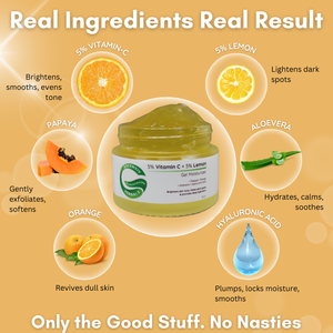 5% Vitamin C + 5% Lemon Brightening & Hydrating Gel Moisturizer | Fades Dark Spots & Evens Skin Tone