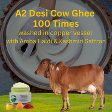 Load image into Gallery viewer, Shata Dhauta Ghrita Desi Cow A2 Ghee Cream | 100 times washed with Amba Haldi &amp; Kashmiri Saffron water in Copper Vessel | For Deep Skin Moisturizing