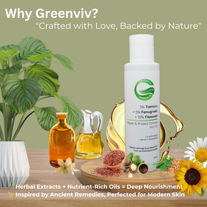 5% Tamanu + 5% Fenugreek + 15% Flaxseed Repair & Protect Colored Hair Oil | Nourishes & Repairs damaged hair and Protects color-treated strands from environmental stress