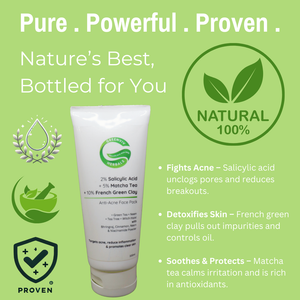 2% Salicylic Acid + 5% Matcha Tea + 10% French Green Clay Anti-Acne Face Pack | Deep Detox & Oil Control