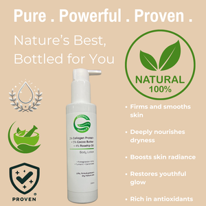 2% Collagen Protein + 5% Cocoa Butter + 4% Rosehip Oil Firming & Restoring Body Lotion | Lifts, Firms & Pampers Dry, Mature Skin