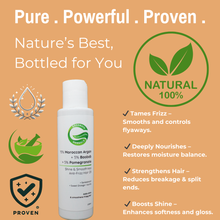 Load image into Gallery viewer, 15% Moroccan Argan + 5% Baobab + 5% Pomegranate Shine &amp; Smoothness Anti-Frizz Hair Oil | Deeply nourishes hair, Tames frizz &amp; Enhances shine