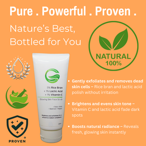 5% Rice Bran + 1% Lactic Acid + 1% Vitamin C Glowing Skin Face Scrub | Gently Exfoliates, Brightens & smoothens the skin
