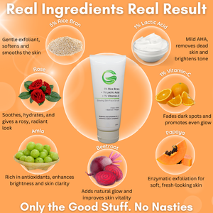 5% Rice Bran + 1% Lactic Acid + 1% Vitamin C Glowing Skin Face Scrub | Gently Exfoliates, Brightens & smoothens the skin