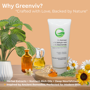 5% Oatmeal + 1% Salicylic Acid + 1% Niacinamide Clean & Clear Face Scrub | Gentle Exfoliation & Acne Care for Clearer Skin