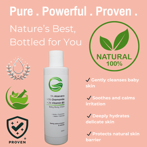 5% Aloe Vera + 5% Chamomile + 2% Vitamin-B5 Pure & Gentle Baby Body Wash | Soothes, Nourishes & Protects Delicate Skin