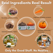 Load image into Gallery viewer, 10% Chocolate + Cocoa Lip Scrub &amp; 10% Carrot + Pumpkin Lip Mask Balm | Deep Hydration &amp; Nourishment for Dark, Dry Lips | 20gm(Pack of 2)