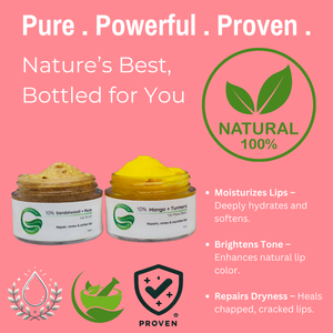 10% Sandalwood + Rose Lip Scrub & 10% Mango + Turmeric Lip Mask Balm | Repair chapped & Sun-damaged lips | 20gm(Pack of 2)
