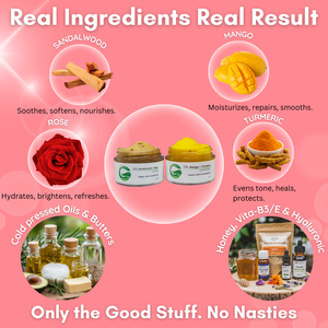 10% Sandalwood + Rose Lip Scrub & 10% Mango + Turmeric Lip Mask Balm | Repair chapped & Sun-damaged lips | 20gm(Pack of 2)