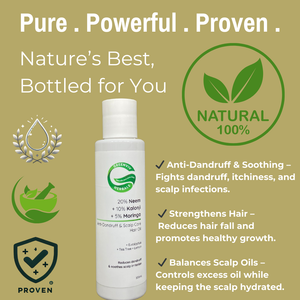20% Neem + 10% Kalonji + 5% Moringa Anti-Dandruff & Scalp Care Hair Oil | Reduces dandruff, Soothes scalp irritation & Promotes healthy scalp