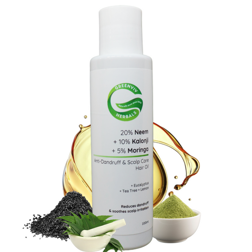 20% Neem + 10% Kalonji + 5% Moringa Anti-Dandruff & Scalp Care Hair Oil | Reduces dandruff, Soothes scalp irritation & Promotes healthy scalp