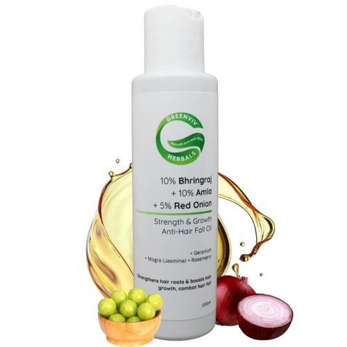 10% Bhringraj + 10% Amla + 5% Red Onion Strength & Growth Anti-Hair Fall Oil | Strengthens hair roots, Reduces hair fall & Promotes healthy hair growth