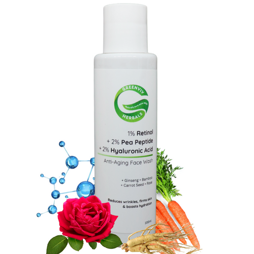 1% Retinol + 2% Pea Peptide + 2% Hyaluronic Acid Anti-Aging Face Wash | Firms Skin, Reduces Wrinkles & Boosts Hydration