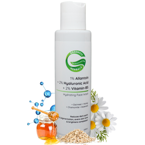 1% Allantoin + 2% Hyaluronic Acid + 2% Vitamin B5 Hydration Boosting Face Wash | Deep Hydration, Soothing & Redness Care