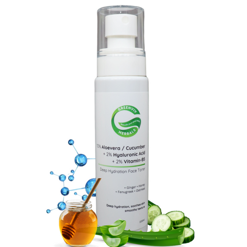 10% Aloe Vera & Cucumber + 2% Hyaluronic Acid + 2% Vitamin B5 Deep Hydration Face Toner | Intensely Hydrates, Soothes & Refreshes Skin