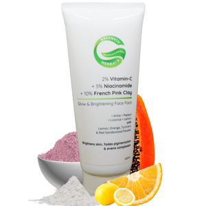 2% Vitamin C + 5% Niacinamide + 10% French Pink Clay Glow & Brightening Face Pack | Deep Cleansing, Evens Skin Tone & Radiance Boost
