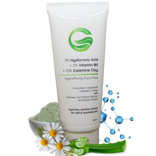 3% Hyaluronic Acid + 2% Vitamin B5 + 10% Calamine Clay HydraPlump Face Pack | Intense Hydration & Skin Plumping