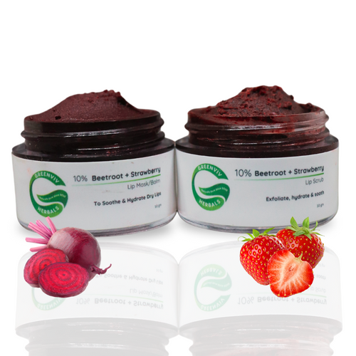 10% Beetroot + Strawberry Lip Scrub & Mask Balm | Deep Hydration & Nourishment for Dark, Dry Lips | 20gm(Pack of 2)