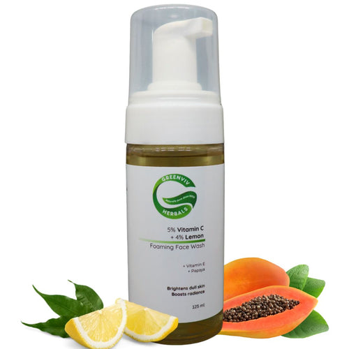 5% Vitamin C + 4% Lemon Skin-Brightening Foaming Face Wash | Brightens, Energizes & Reduces Dark Spots for a Radiant Glow