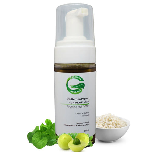 2% Keratin Protein + 2% Rice Protein Foaming Hair Wash | with Amla & Brahmi | Boosts Volume, Strengthens & Thickens Hair