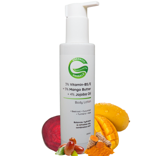 3% Vitamin B5 & E + 5% Mango Butter + 4% Jojoba Oil Glow & Nourish Body Lotion | Lightweight & Fast-Absorbing for Balanced Skin