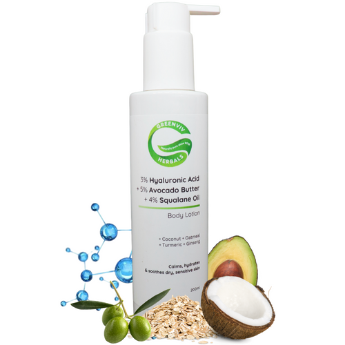 3% Hyaluronic Acid + 5% Avocado Butter + 4% Squalane Oil Hydro Restore & Calm Body Lotion | Deep Nourishment & Barrier Support for Dry, Sensitive & Eczema-Prone Skin