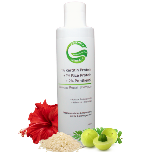 1% Keratin + 1% Rice Protein + 2% Panthenol Damage Repair Shampoo | Strengthens & Repairs Hair, Reduces Breakage, Restores Shine & Deeply Nourishes for Healthy & Resilient Hair | For Brittle, Weak & Chemically Treated Hair