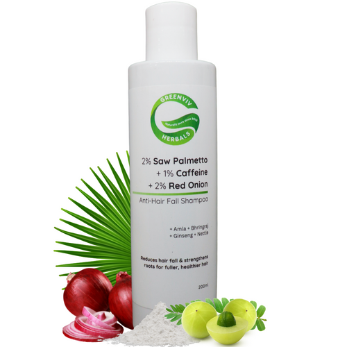 2% Saw Palmetto + 1% Caffeine + 2% Red Onion Anti-Hair Fall Shampoo | DHT blocker, Strengthens Roots & Reduces Hair Fall