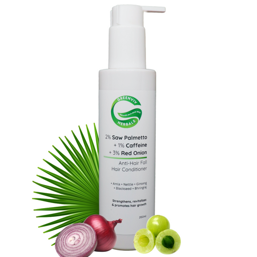 2% Saw Palmetto + 1% Caffeine + 3% Red Onion Anti-Hair Fall Conditioner | Strengthens hair roots, Revitalizes the scalp, and stimulates growth