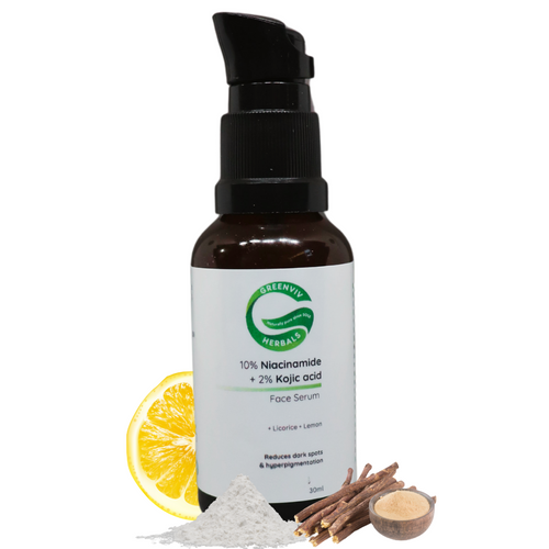 10% Niacinamide + 2% Kojic Acid De-Pigmentation Face Serum | with Licorice & Lemon | Reduces Dark Spots & Pigmentation, Brightens & Evens Skin Tone