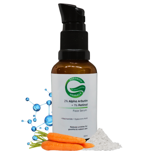 2% Alpha Arbutin + 1% Retinol Anti-Aging Face Serum | with Niacinamide & Hyaluronic Acid | Reduces Wrinkles & Fine Lines, Boosts Skin Elasticity