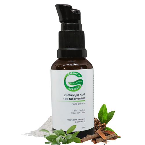 2% Salicylic Acid + 5% Niacinamide Anti-Acne Face Serum | with Zinc & Tea Tree | Clears Acne & Dark Spots, Controls Oil & Reduces Inflammation