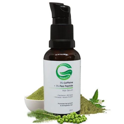 3% Caffeine + 3% Pea Peptide Hair Growth Serum | With Panthenol & Bhringraj | Strengthens Roots, Reduces Hair Fall, Boosts Hair Growth, Hydrates, Nourishes Scalp & Improves Hair Density
