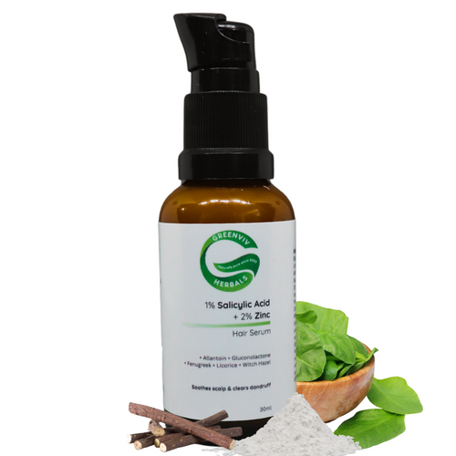 1% Salicylic Acid + 2% Zinc Anti-Dandruff Hair Serum | with Allantoin & Fenugreek | Reduces Dandruff, Soothes Irritation & Controls Sebum