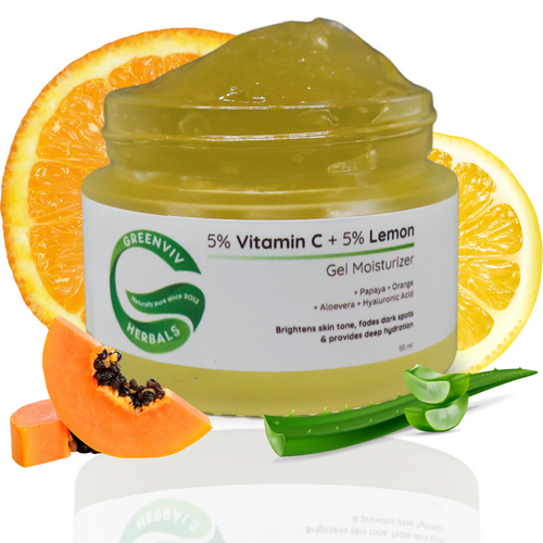 5% Vitamin C + 5% Lemon Brightening & Hydrating Gel Moisturizer | Fades Dark Spots & Evens Skin Tone