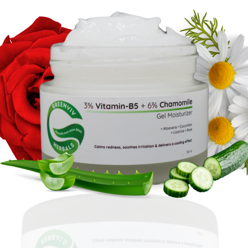 3% Vitamin B5 + 6% Chamomile Soothing & Hydrating Gel Moisturizer | Reduces Redness & Inflammation