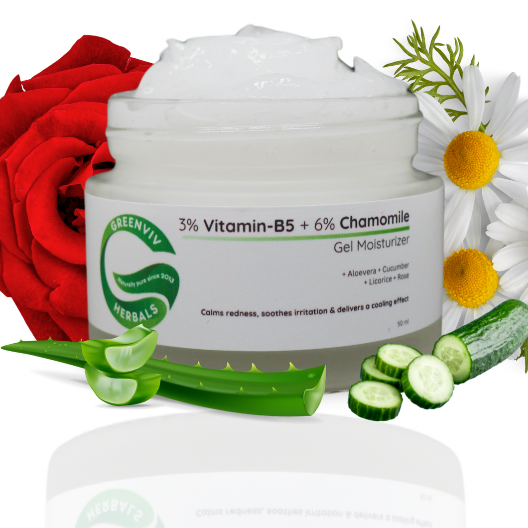 3% Vitamin B5 + 6% Chamomile Soothing & Hydrating Gel Moisturizer | Reduces Redness & Inflammation