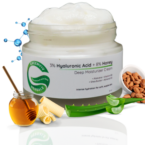 3% Hyaluronic Acid + 8% Honey Deep Moisturizing Cream | Intensely Hydrates, Locks in Moisture & Nourishes for Soft, Supple Skin