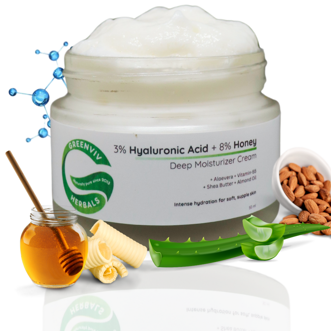 3% Hyaluronic Acid + 8% Honey Deep Moisturizing Cream | Intensely Hydrates, Locks in Moisture & Nourishes for Soft, Supple Skin